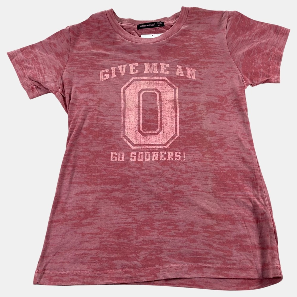 Alternative Apparel "Give me an O. Go Sooners!" Graphic Red Shirt Size Medium